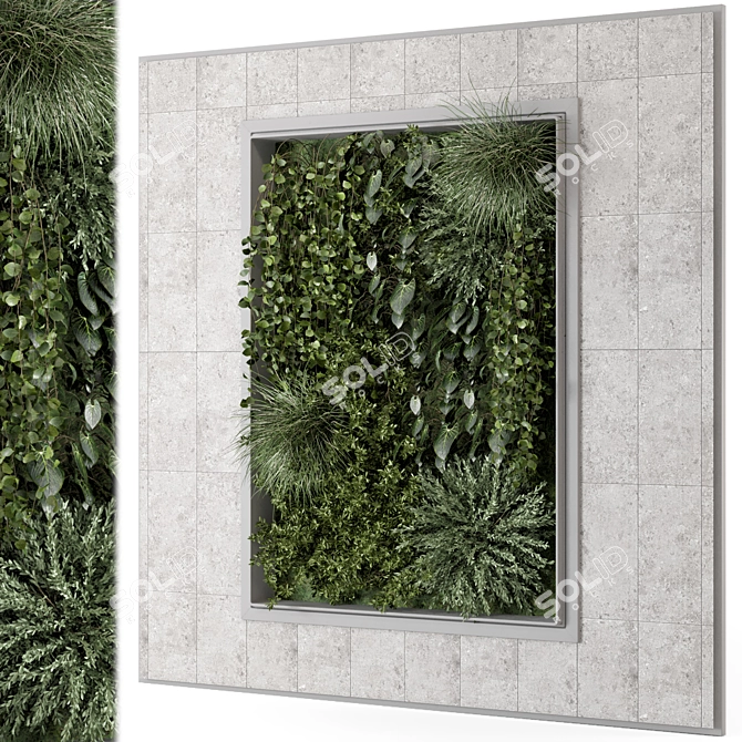 Concrete Base Vertical Garden Set 3D model image 1