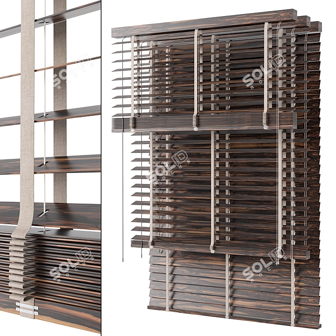 Wooden Blinds Set 21: 150cm & 100cm 3D model image 1