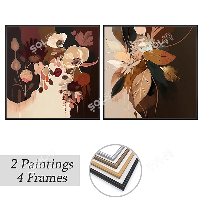 Decorative Art Set with Frames 3D model image 1