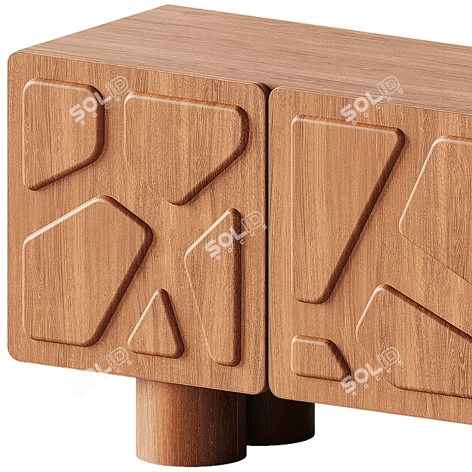 Perth Carved Wood Credenza 3D model image 2