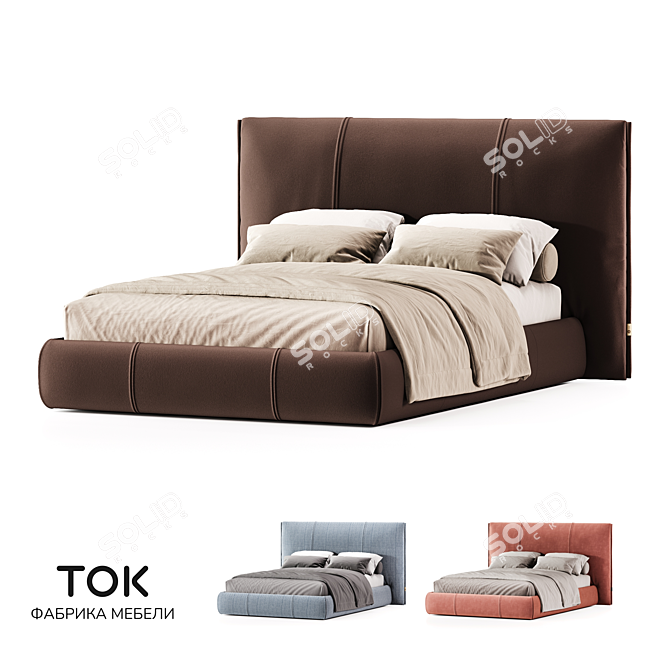 Luxurious Homei Upholstered Bed 3D model image 5