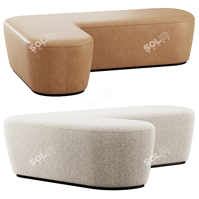 Modern L-Shaped Pouf Design 3D model image 1