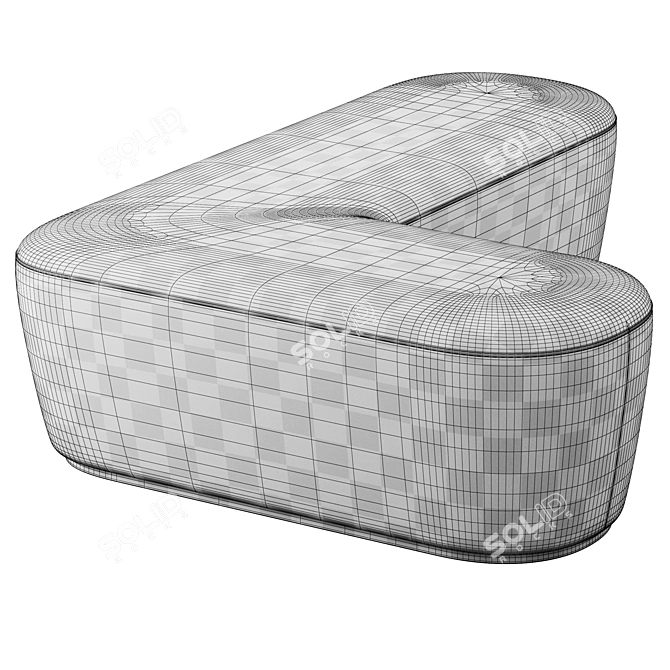 Modern L-Shaped Pouf Design 3D model image 5