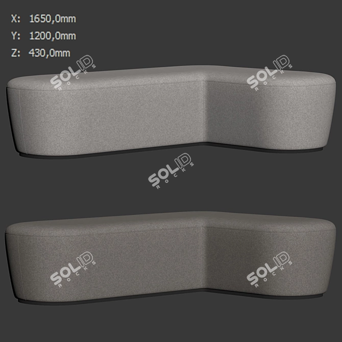 Modern L-Shaped Pouf Design 3D model image 6