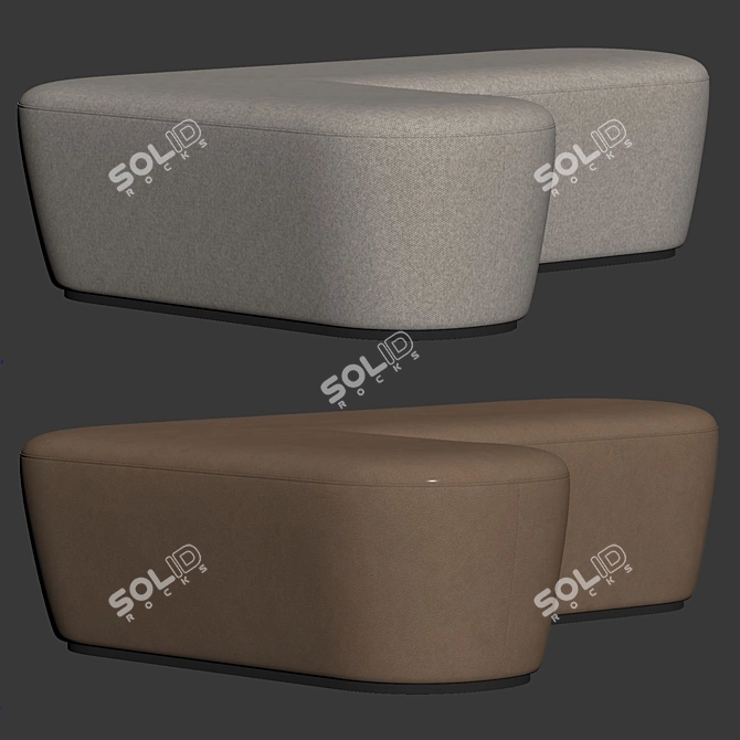 Modern L-Shaped Pouf Design 3D model image 7