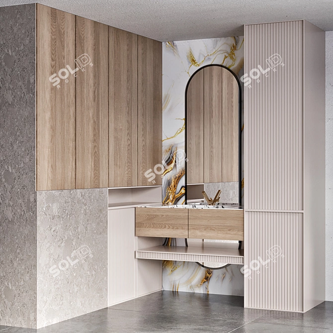 Modern Bathroom Furniture Set 3D model image 1