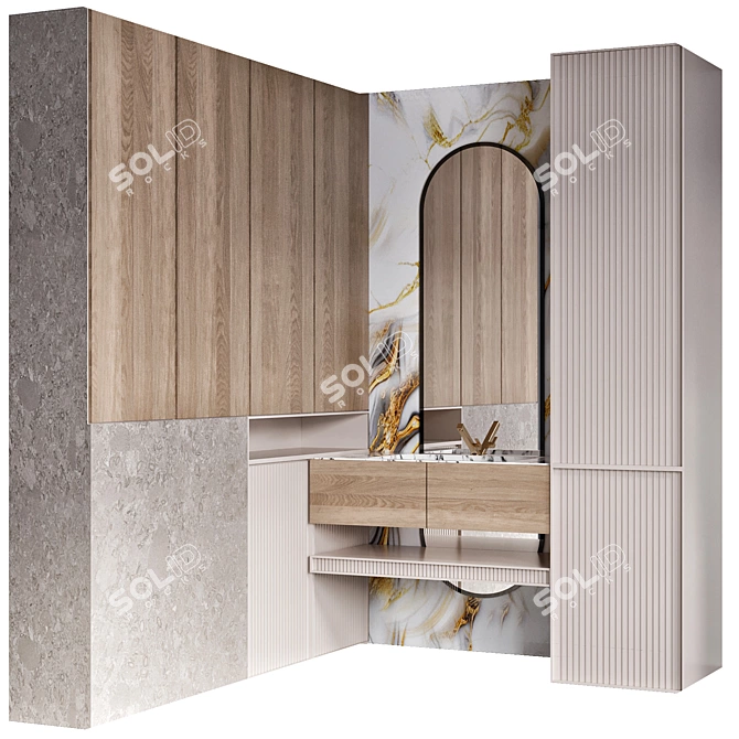 Modern Bathroom Furniture Set 3D model image 4