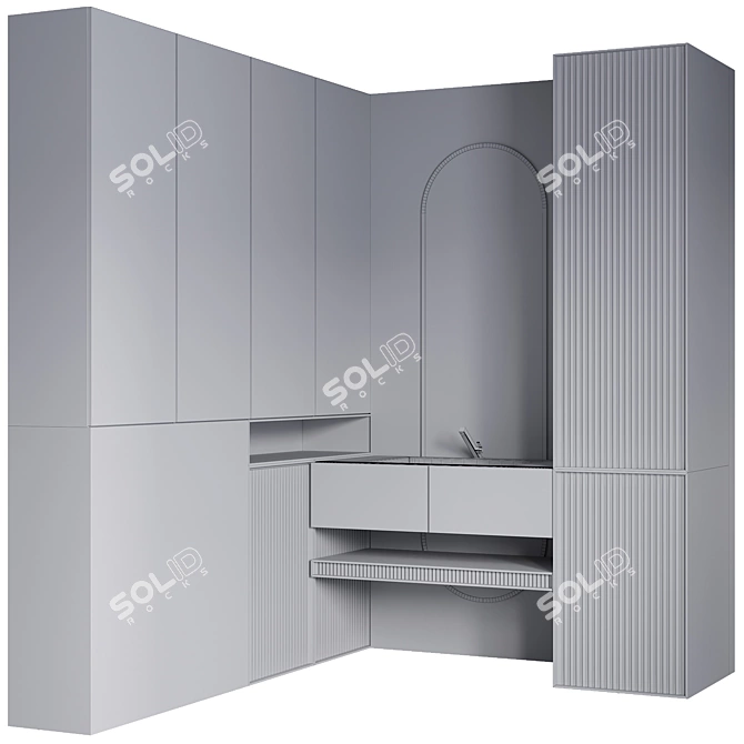 Modern Bathroom Furniture Set 3D model image 5