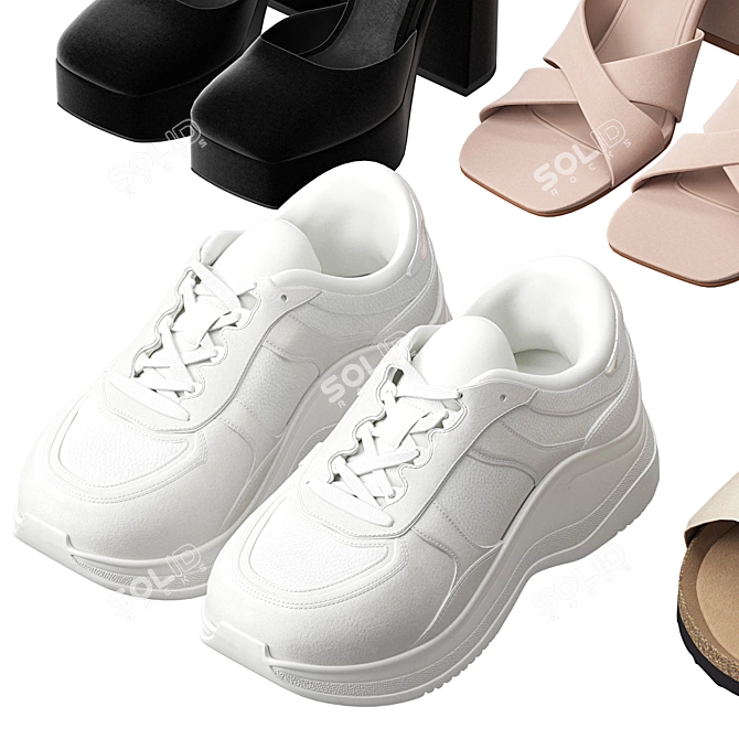 ZARA Footwear Collection Set 3D model image 2