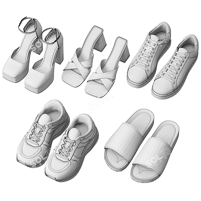ZARA Footwear Collection Set 3D model image 7