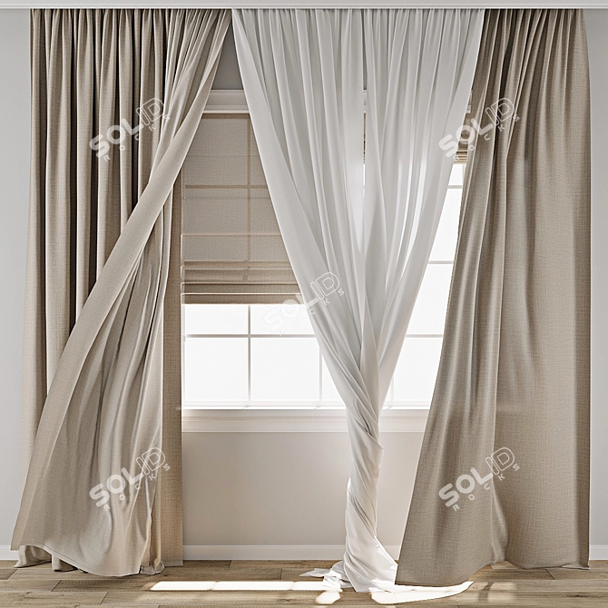 Texture-Enhanced Curtain 3D Model 3D model image 1