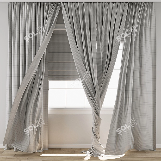 Texture-Enhanced Curtain 3D Model 3D model image 3