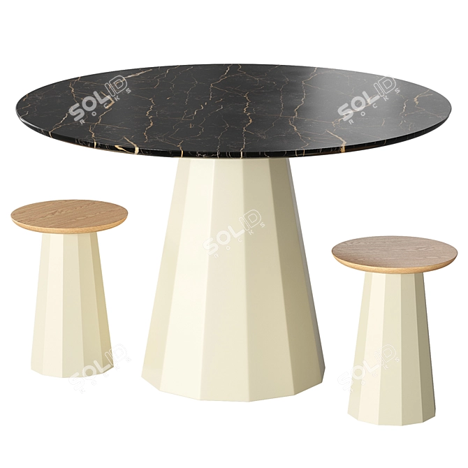 Ankara Stool & Round Table 3D model image 1