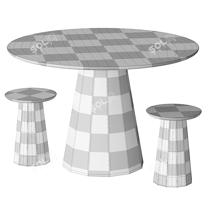 Ankara Stool & Round Table 3D model image 3