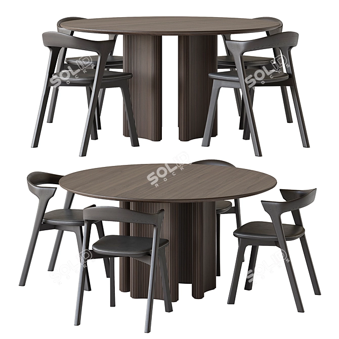 Elegant Roller Dining Table Set 3D model image 1