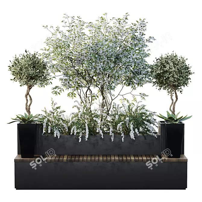 Urban Green Benches 3D Collection 3D model image 2