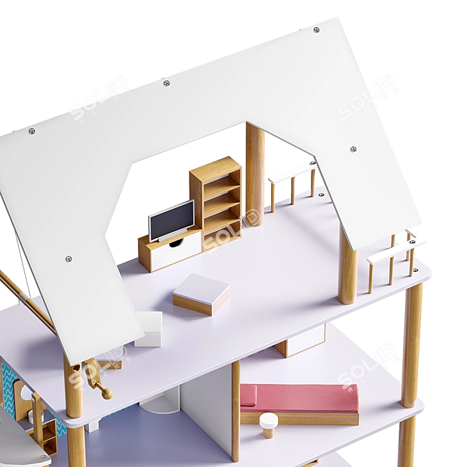 Wooden Dollhouse | Premium Design 3D model image 3