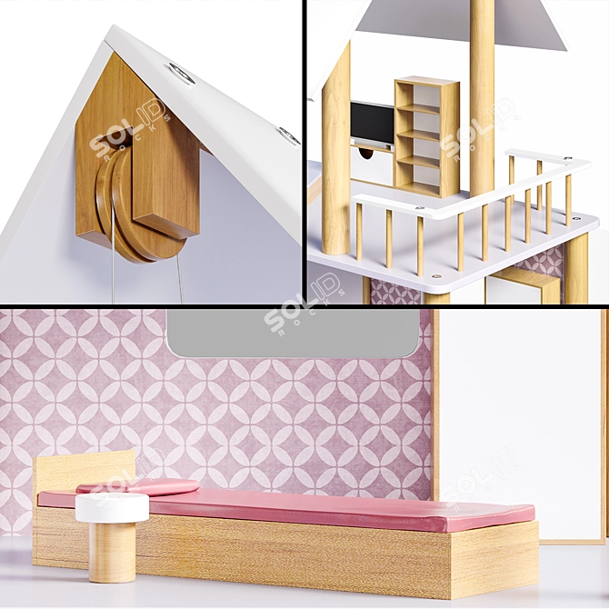 Wooden Dollhouse | Premium Design 3D model image 5