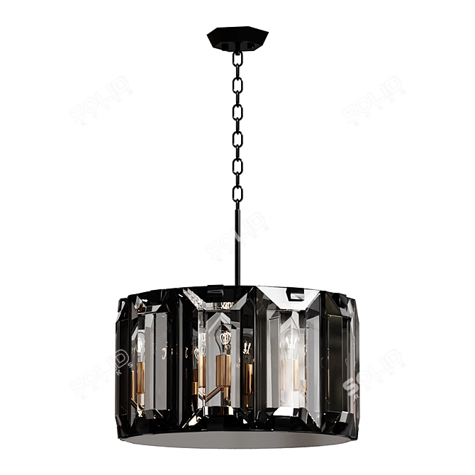 Rizar Pendant Chandelier with Glass Shade 3D model image 1