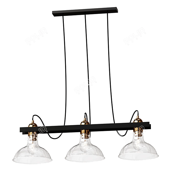 Leila Metal and Glass Pendant Chandelier 3D model image 1