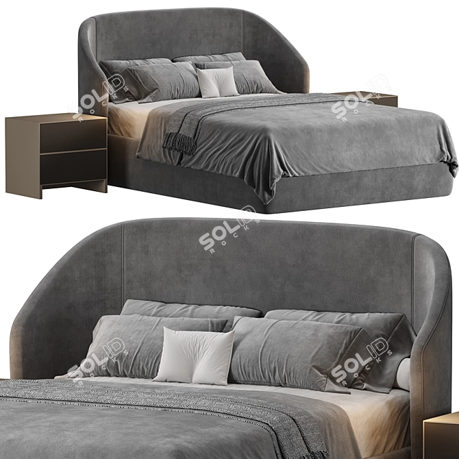 Handmade Textile Queen Fortune Bed 3D model image 4