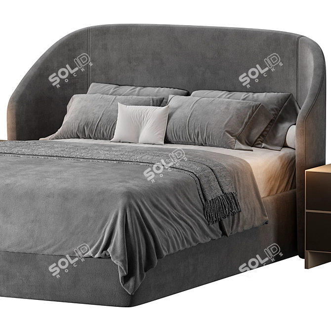 Handmade Textile Queen Fortune Bed 3D model image 5