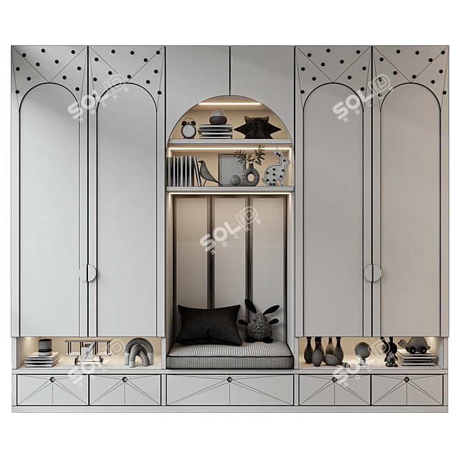 Customizable Decorative Wardrobe Composition 3D model image 2