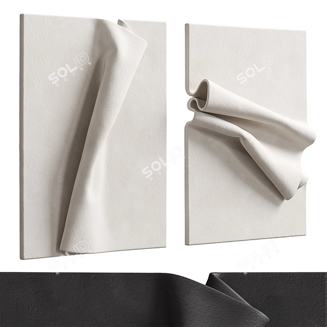 3DArt Fabric Fold Relief Panel 3D model image 1