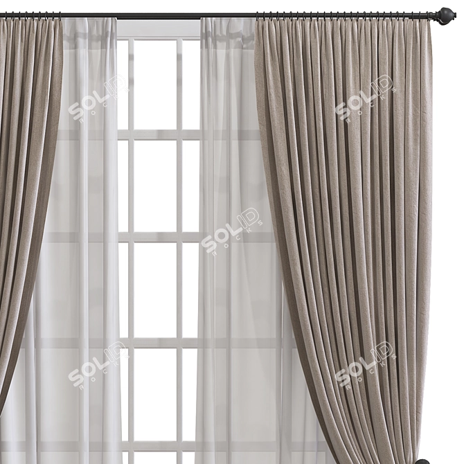 Refined Curtain Design & Crafting 3D model image 3