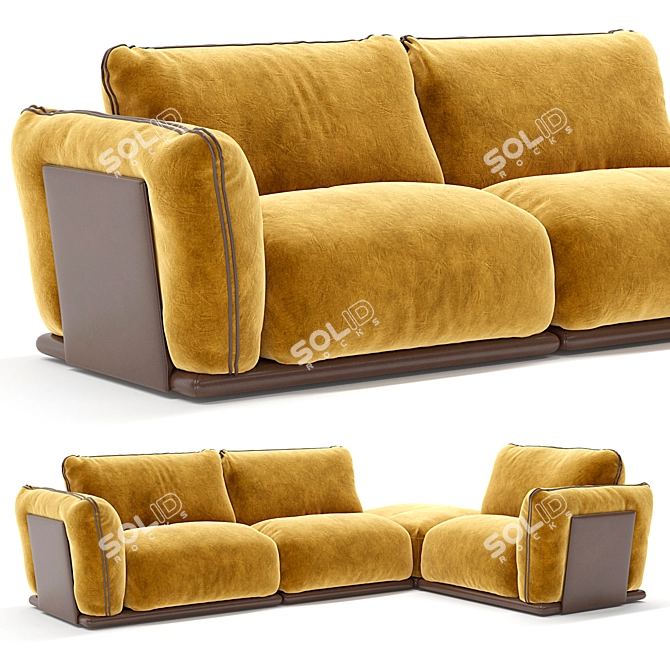 Modern 3-Seater Belfan Ferre Sofa 3D model image 1