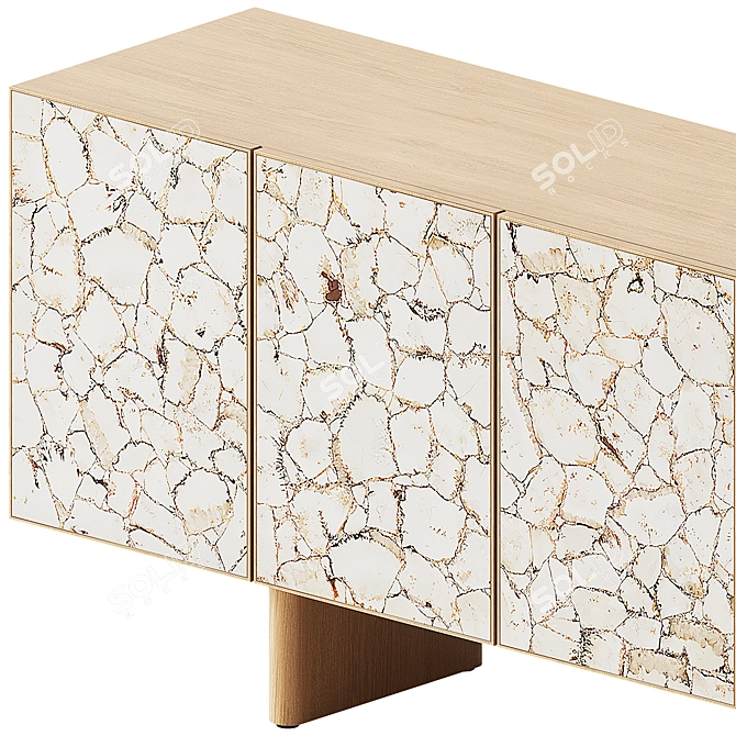 Modern Stone Oak Credenza 3D model image 2