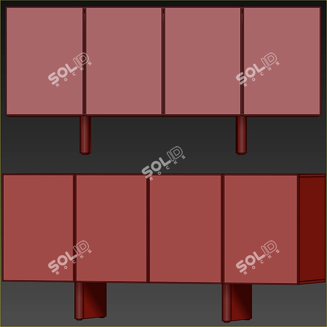 Modern Stone Oak Credenza 3D model image 4