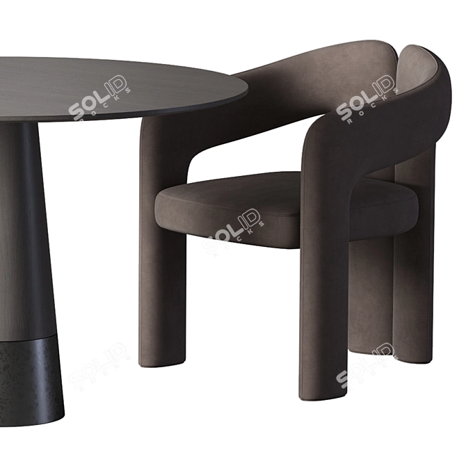 Velvet Table with Dudet Chair 3D model image 3