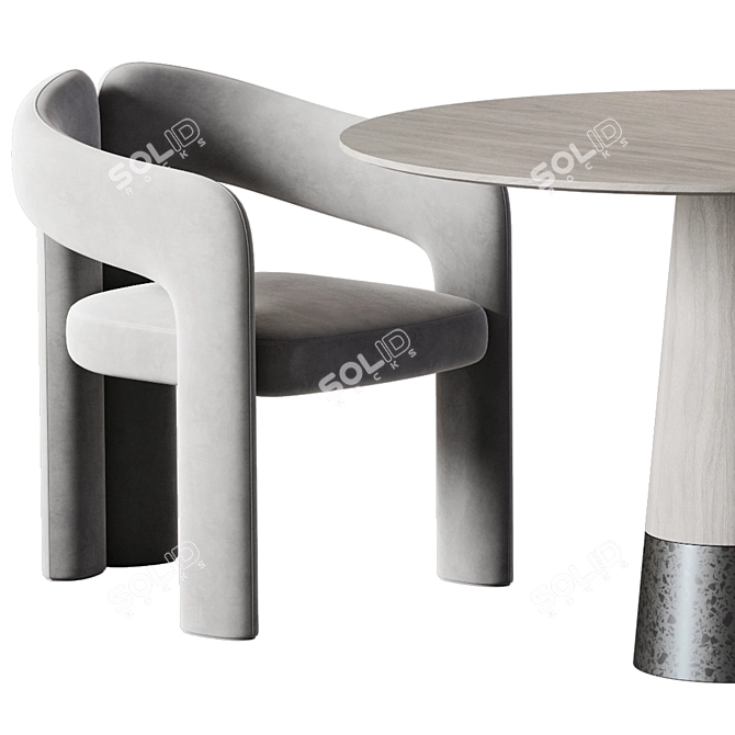 Velvet Table with Dudet Chair 3D model image 7