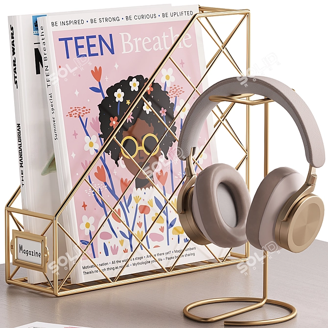 Modern Study Desk Set for Kids 3D model image 4