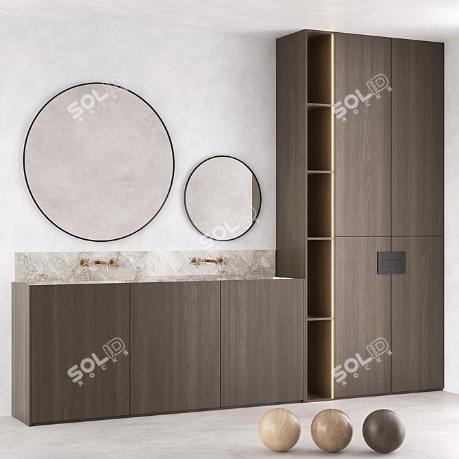 Zen Minimalist Bathroom Set 3D model image 1