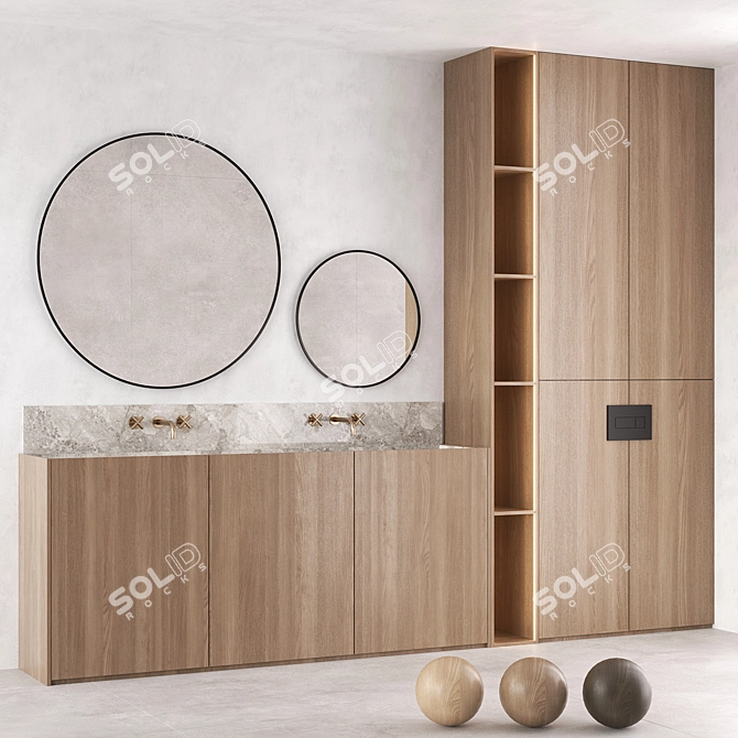 Zen Minimalist Bathroom Set 3D model image 2