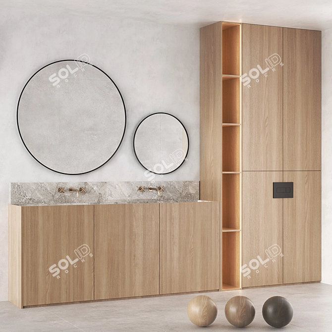 Zen Minimalist Bathroom Set 3D model image 3