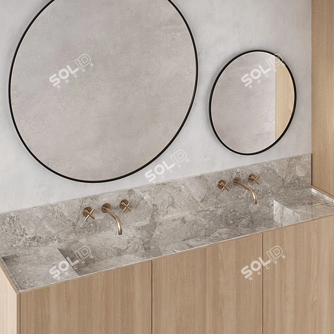 Zen Minimalist Bathroom Set 3D model image 5