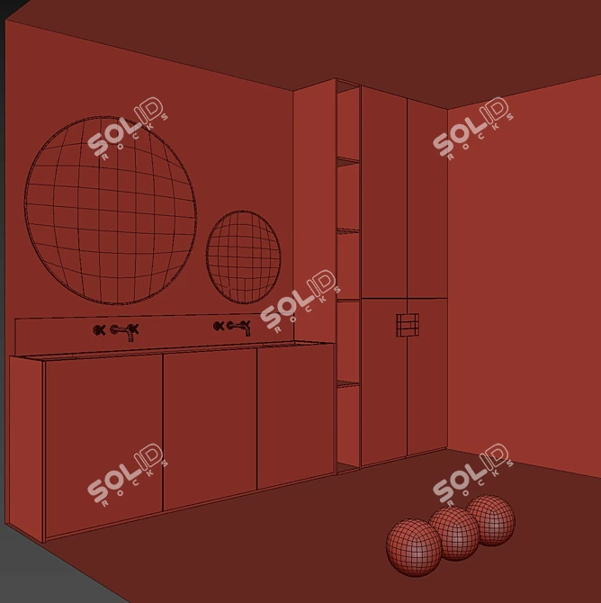 Zen Minimalist Bathroom Set 3D model image 6