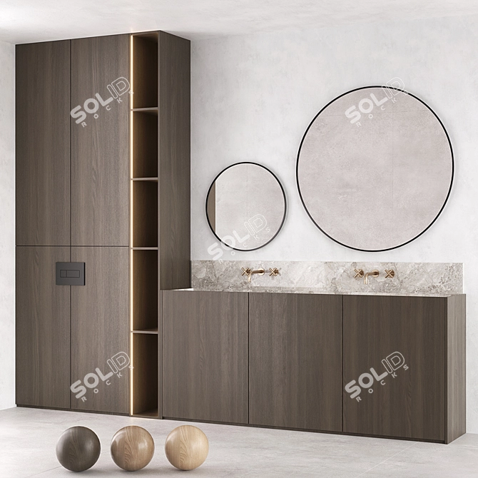 Zen Minimalist Bathroom Set 3D model image 7