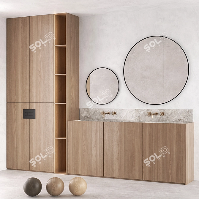 Zen Minimalist Bathroom Set 3D model image 8