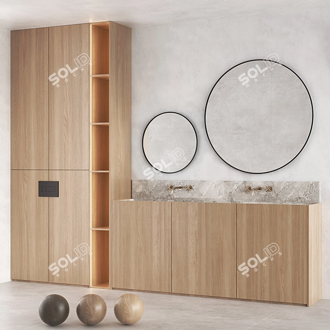 Zen Minimalist Bathroom Set 3D model image 9