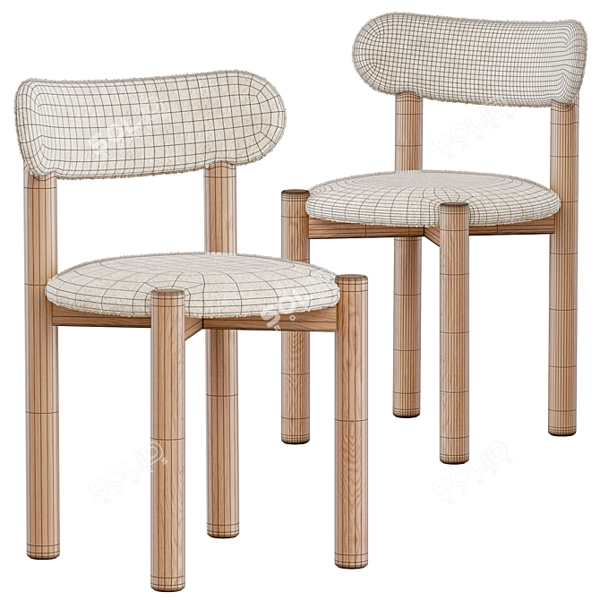 Elegant Nebai Chair in Two Tones 3D model image 6