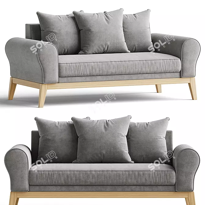 Koro Sofa Velvet Grey Model 3D model image 1