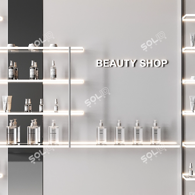 Cosmetics Store Glowing Display Shelves 3D model image 2