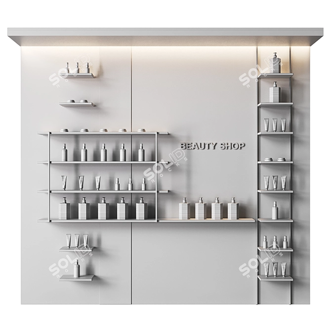 Cosmetics Store Glowing Display Shelves 3D model image 4