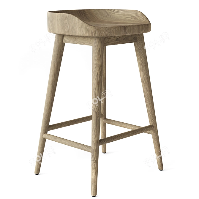 Vintage Danish Bar Stool Set 3D model image 2