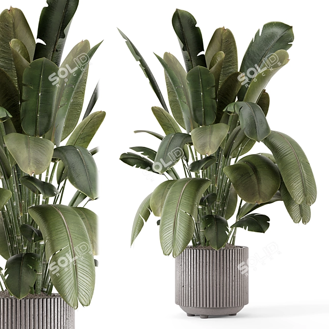 Handmade Stone Pot Indoor Plants 3D model image 1