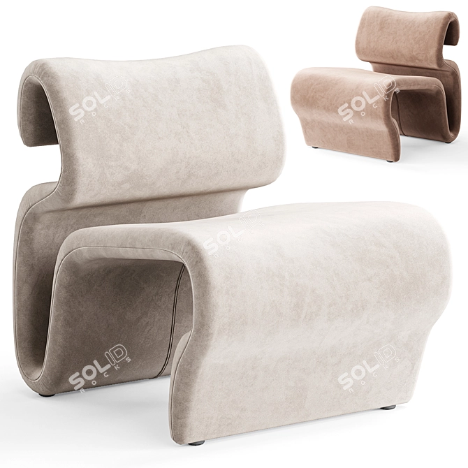 "Zink Grey Easy Chair Set 3D model image 1